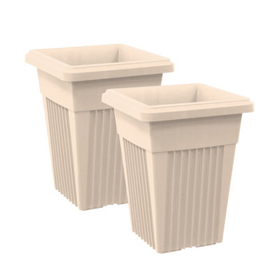 Simpa 2Pc Taupe Sovereign Pillar Upright Planters 32Cm & 40Cm Dia from B&Q