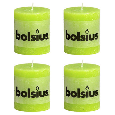 Bolsius 4Pc Lime Rustic Pillar Candles 80 X 68mm from B&Q