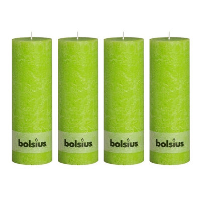 Bolsius 4Pc Lime Rustic Pillar Candles 190 X 68mm from B&Q