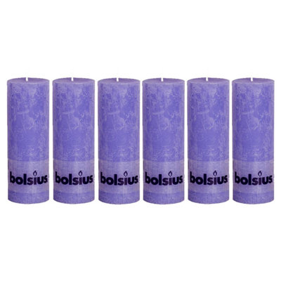 Bolsius 6Pc Old Purple Rustic Pillar Candles 190 X 68mm from B&Q