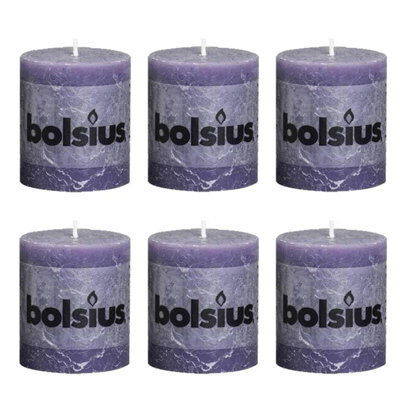 Bolsius 6Pc Old Purple Rustic Pillar Candles 80 X 68mm from B&Q