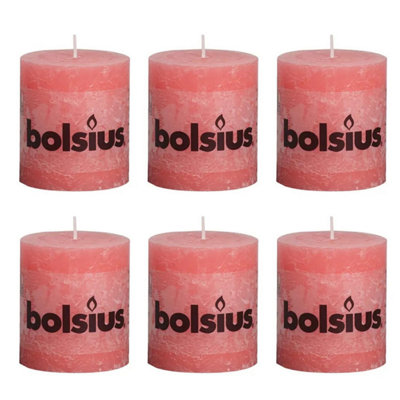 Bolsius 6Pc Sweet Pink Rustic Pillar Candles 80 X 68mm from B&Q