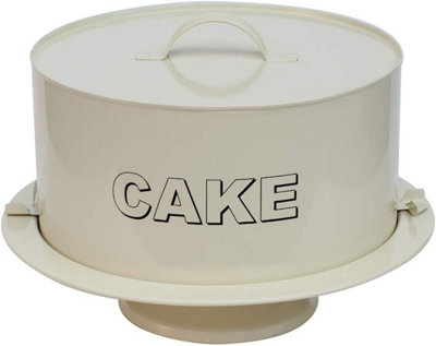 Simpa 2Pc Metal Vintage Style Antique Cream Cake Carrier With Stand. from B&Q