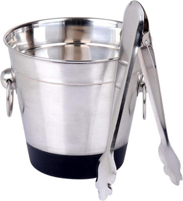 Simpa Stainless Steel Mini Ice Bucket And Tongs Set 13.5Cm (H) from B&Q