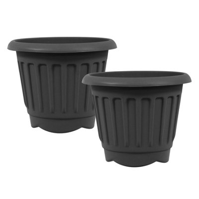 Simpa Round Chunky Plastic Planters 30Cm DiaSet Of 2 from B&Q