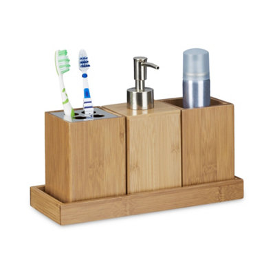 Simpa 4Pc Bamboo Bathroom Accessory Set.