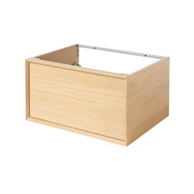 GoodHome Avela Matt Oak Effect Wall-Mounted Bathroom Vanity Unit (H) 317mm (W) 600mm from B&Q