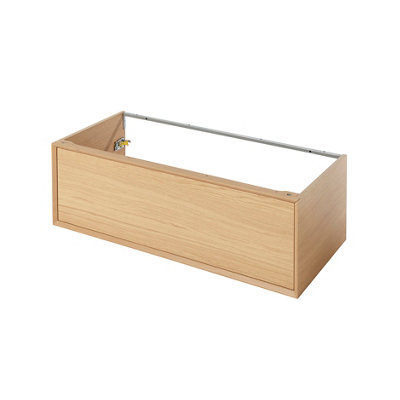 GoodHome Avela Matt Oak Effect Wall-Mounted Bathroom Vanity Unit (H) 317mm (W) 1000mm from B&Q
