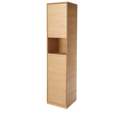 GoodHome Avela Tall Matt Oak Effect Bathroom Single Cabinet (H)170Cm (W)40Cm from B&Q