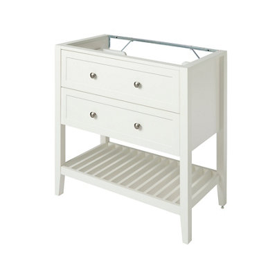 GoodHome Perma Satin White Freestanding Bathroom Vanity Unit (H) 806mm (W) 800mm from B&Q