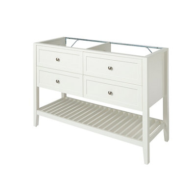 GoodHome Perma Satin White Freestanding Bathroom Vanity Unit (H) 806mm (W) 1200mm from B&Q
