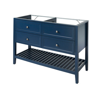 GoodHome Perma Satin Blue Freestanding Bathroom Vanity Unit (H) 806mm (W) 1200mm from B&Q