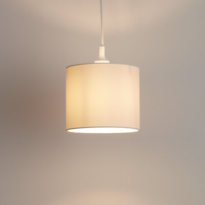 GoodHome Kpezin Cream Fabric Dyed Circular Light Shade (D)20Cm from B&Q