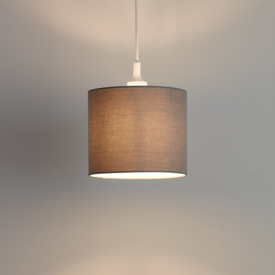 GoodHome Kpezin Light Grey Fabric Dyed Circular Light Shade (D)20Cm from B&Q