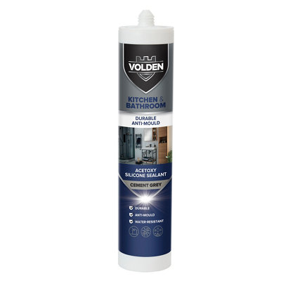 Volden Cement Grey Silicone-Based Bathroom & Kitchen Cartridge Sealant280Ml from B&Q