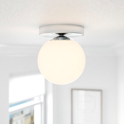 GoodHome Dorres Glass & Metal WhiteSilver Chrome Effect Ceiling Light from B&Q