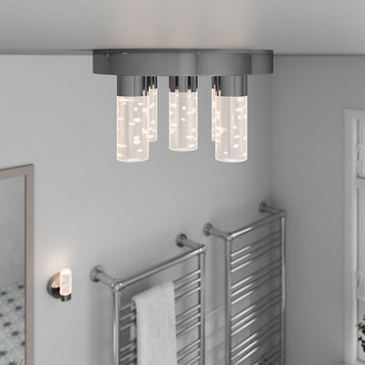 GoodHome Myvat Acrylic & Metal Chrome Effect 5 Lamp Bathroom Led Ceiling LightRefurbished from B&Q