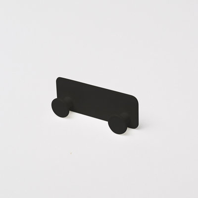 GoodHome Koros Matt Black Steel 2 Hook Rail (L)107mm (H)40mm from B&Q