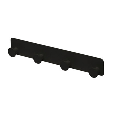 GoodHome Koros Matt Black Steel 4 Hook Rail (L)257mm (H)40mm from B&Q