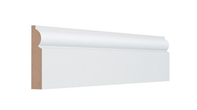  - GoodHome Fully Finished White Mdf Torus Skirting Board (L)2400mm (W)119mm (T)18mm