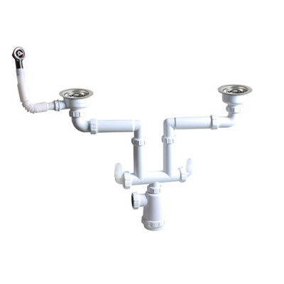 Flomasta Standard Bottle Sink Double Bowl Trap With Adjustable Height (Dia)114mm from B&Q