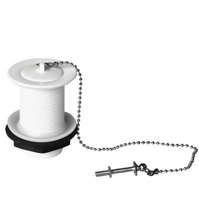 Flomasta White Polypropylene 79mm Plug & Chain Unslotted Waste (Dia)66mm from B&Q