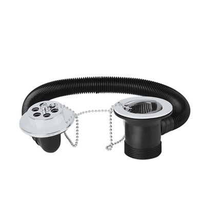 Flomasta Chrome Effect Polypropylene (Pp) & Stainless Steel 62mm Plug & Chain Unslotted Waste (Dia)52mm from B&Q