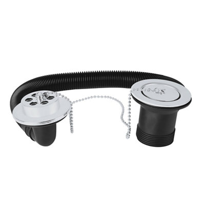 Flomasta Chrome Effect Plastic & Stainless Steel 62mm Plug & Chain Unslotted Waste (Dia)52mm from B&Q