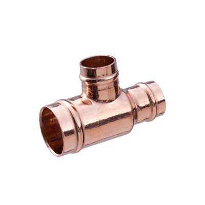 Flomasta Copper Solder Ring Reducing Tee (Dia) 22mm X 15mm X 15mm from B&Q