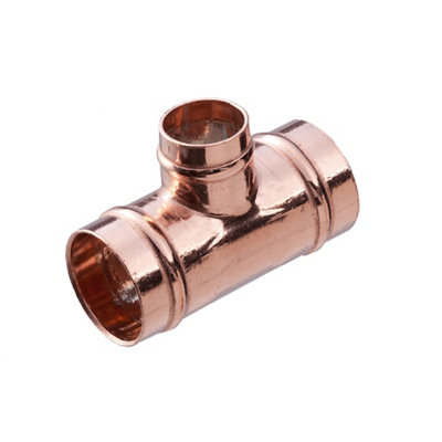 Flomasta Copper Solder Ring Reducing Tee (Dia) 22mm X 22mm X 15mm from B&Q