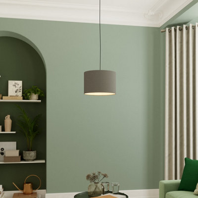 GoodHome Kpezin Dark Grey Fabric Dyed Circular Light Shade (D)30Cm from B&Q