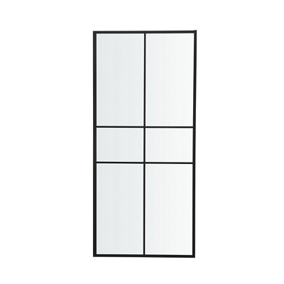 GoodHome Ahti Black Clear Printed Glass With Aluminium Grid Fixed Rectangular Side Shower Panel (H)195Cm (W)89Cm from B&Q