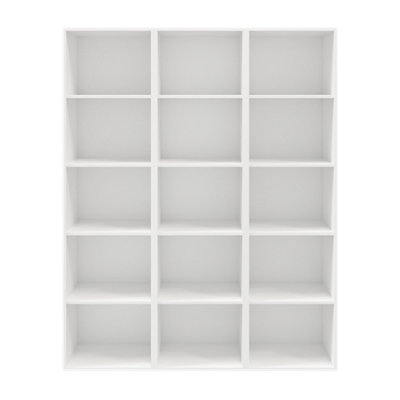 B&Q -  Atomia Matt White Freestanding 15 Shelf Rectangular Bookcase(H)1875mm (W)1500mm