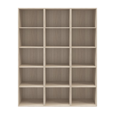 B&Q -  Atomia Matt Oak Effect Freestanding 15 Shelf Rectangular Bookcase(H)1875mm (W)1500mm