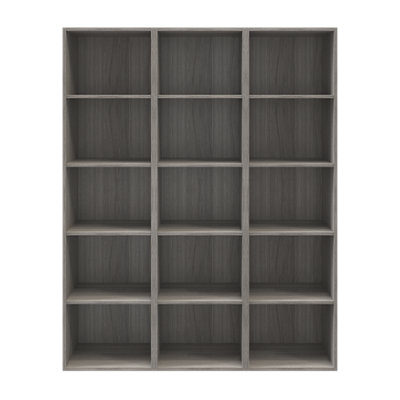 B&Q -  Atomia Matt Grey Oak Effect Freestanding 15 Shelf Rectangular Bookcase(H)1875mm (W)1500mm