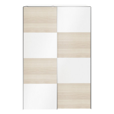 B&Q -  Atomia Freestanding White Oak Effect Particle Board Wardrobe (H)2250mm (W)1500mm (D)655mm