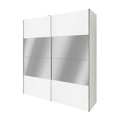 GoodHome Atomia Matt White Particle Board Mirrored Wardrobe (H)2250mm (W)2000mm (D)655mm from B&Q