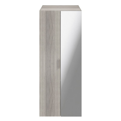 B&Q -  Atomia Freestanding Matt Grey Oak Effect Particle Board Mirrored Wardrobe (H)1875mm (W)750mm (D)580mm