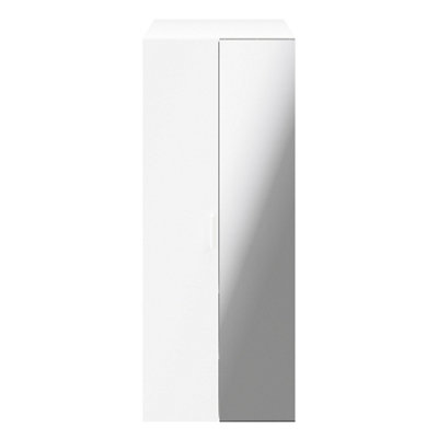 B&Q -  Atomia Freestanding Matt White Particle Board Mirrored Wardrobe (H)1875mm (W)750mm (D)580mm