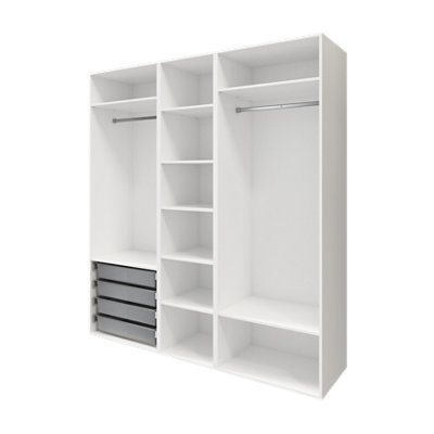GoodHome Atomia Freestanding White Particle Board WardrobeClothing & Shoes Organiser (H)2250mm (W)2000mm (D)580mm from B&Q