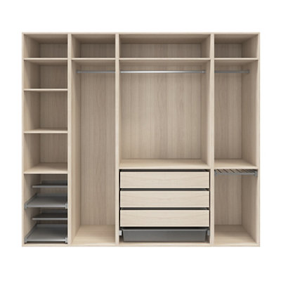 GoodHome Atomia Freestanding Oak Effect Chipboard WardrobeClothing & Shoes Organiser (H)2250mm (W)2500mm (D)580mm from B&Q