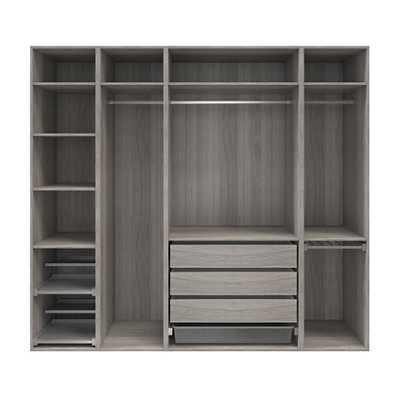 GoodHome Atomia Freestanding Grey Oak Effect Chipboard WardrobeClothing & Shoes Organiser (H)2250mm (W)2500mm (D)580mm from B&Q