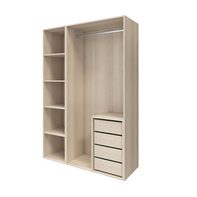 B&Q -  Atomia Freestanding Oak Effect Particle Board WardrobeClothing & Shoes Organiser (H)2250mm (W)1500mm (D)580mm