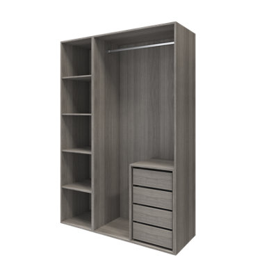 B&Q -  Atomia Freestanding Grey Oak Effect Particle Board WardrobeClothing & Shoes Organiser (H)2250mm (W)1500mm (D)580mm