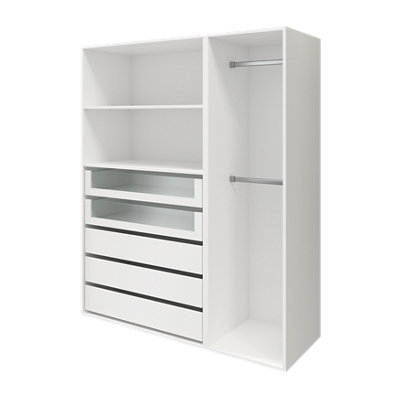 B&Q -  Atomia Freestanding White Particle Board WardrobeClothing & Shoes Organiser (H)1875mm (W)1500mm (D)580mm