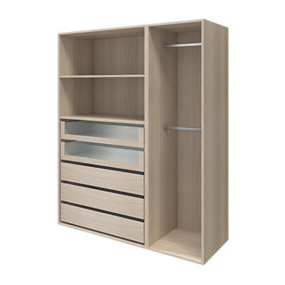B&Q -  Atomia Freestanding Oak Effect Particle Board WardrobeClothing & Shoes Organiser (H)1875mm (W)1500mm (D)580mm