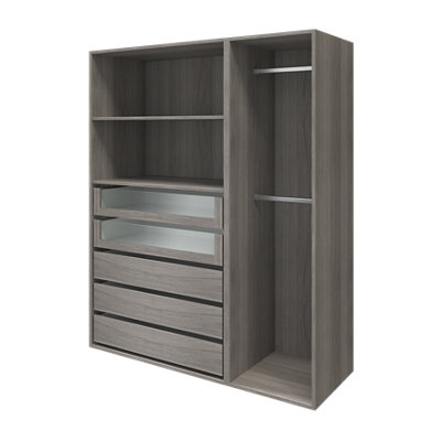 B&Q -  Atomia Freestanding Grey Oak Effect Particle Board WardrobeClothing & Shoes Organiser (H)1875mm (W)1500mm (D)580mm