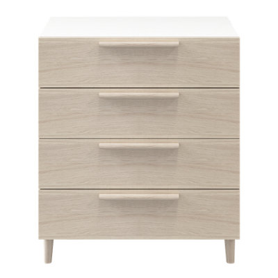 GoodHome Atomia Freestanding Matt White Oak Effect 4 Drawer Chest Of Drawers (H)750mm (W)750mm (D)450mm from B&Q