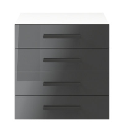 GoodHome Atomia Freestanding Gloss Anthracite & White 4 Drawer Chest Of Drawers (H)750mm (W)750mm (D)450mm from B&Q