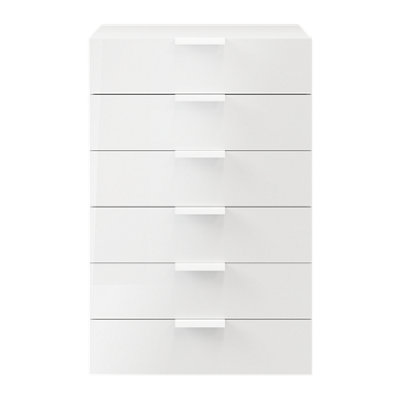 GoodHome Atomia Freestanding White No Effect 6 Drawer Chest (H)1125mm (W)750mm (D)450mm from B&Q